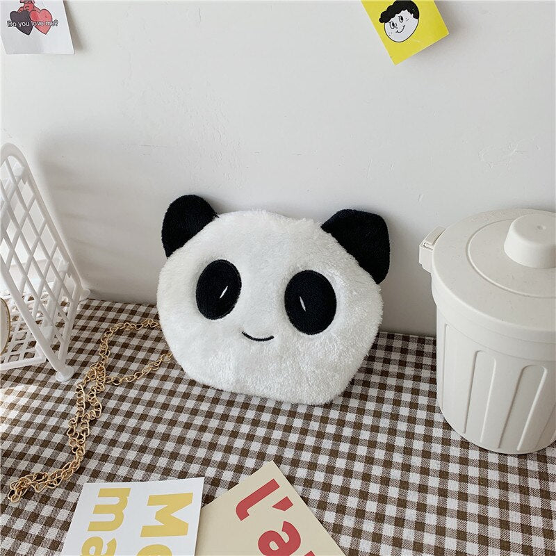 swvws Small Bag For Women  Lovely Panda Bag Plush Soft Purses Crossbody Bags Chain Strape Shoulder Bag Women Phone Bag Bolsa Mujer