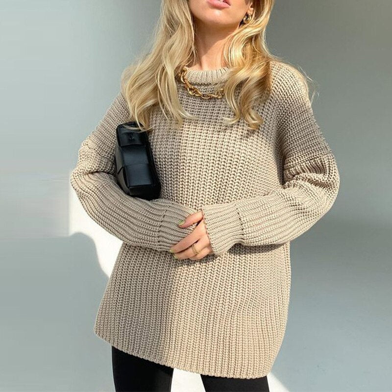 swvws Woman Sweater Jumper Knitted Long Sleeve Autumn  Women's Clothing Oversized Pullovers Ladies Vinatge Winter Tops Sweaters