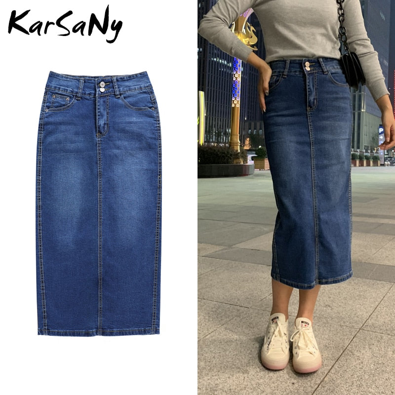 Back To School Denim Skirt Long Straight Skirts Womens Summer Blue Vintage Skirt Jeans Women Denim Long Skirts For Women Summer