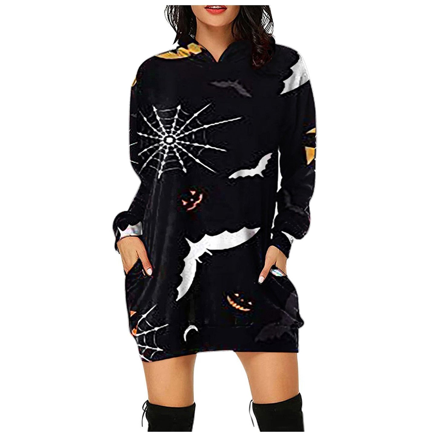 swvws Halloween Hoodies Women Loose Long Hoodie Casual Halloween Printed Hooded Sweatshirts Student's Autumn Winter Baggy Pullover Oversized Hoodie