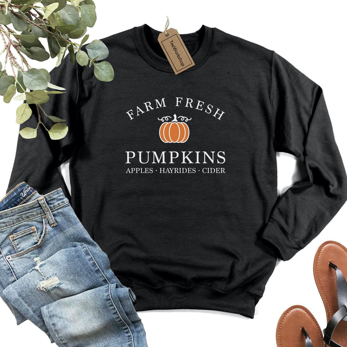 swvws Halloween Costume Vintage Pumpkin Patch Halloween Crewneck Pullovers Harajuku Hoodie Women Fall Sweatshirt Farm Fresh Pumpkins Sweatshirts