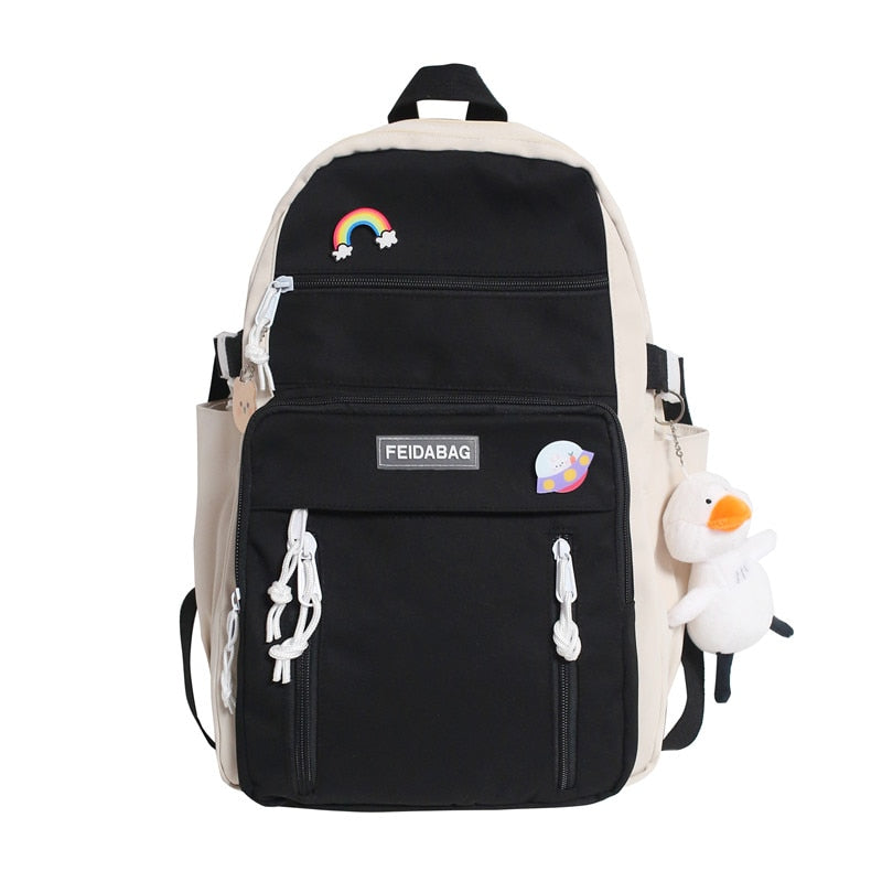 swvws NEW High Capacity Fashion Big Student Backpack Badge Rucksack Girls School Bag Women Backpack Female Cute Leisure Travel Mochila