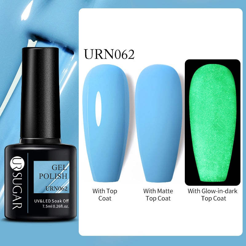 swvws  Luminous Gel Top Coat Semi Permanent Glow In Dark Fluorescent Soak Off UV LED Color Gel Nail Varnish Nails For Manicure