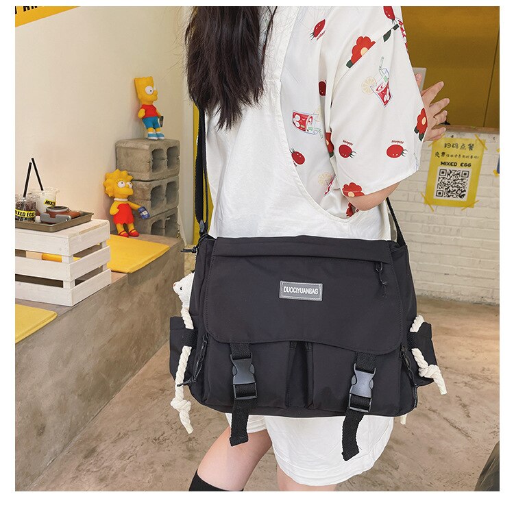 swvws  Japanese Harajuku Crossbody Bag For Women New Casual Nylon Bag Girls Women's Shoulder Bag Multipockets Messenger Bag Women Bolsa