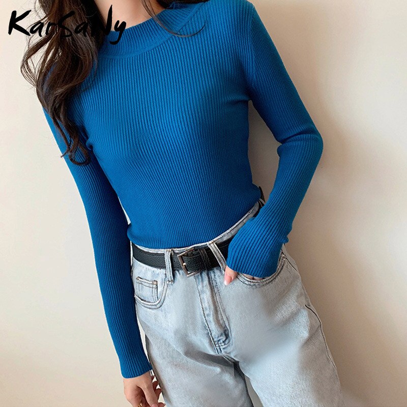 Back To School Autumn Women Sweaters And Pullovers Turtleneck Slim Women's Jumper White Knitted Tops Winter Ladies Sweater Woman  Korean