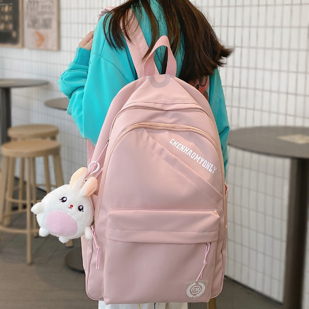 swvws Fashion Girl Pink Kawaii Waterproof College Backpack Trendy Ladies Travel Bag Cool Women School Bag Laptop Female Cute Backpacks