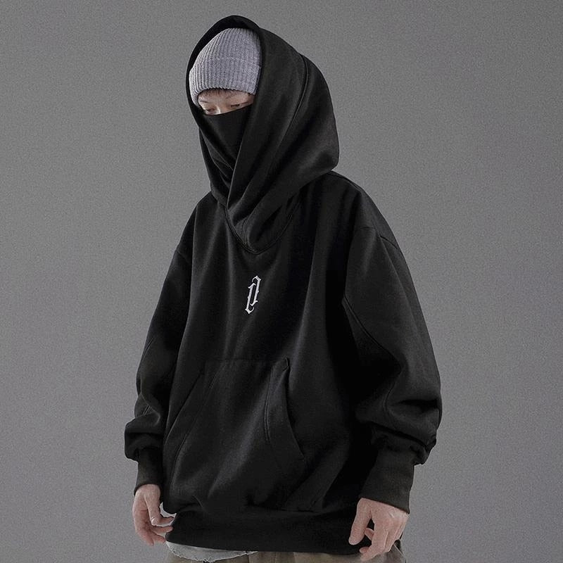 swvws Back To School  Black Hoodie Hoodies Sweatshirt With Hood Baggy Harajuku Japanese Streetwear Hip Hop Autumn Turtleneck Men