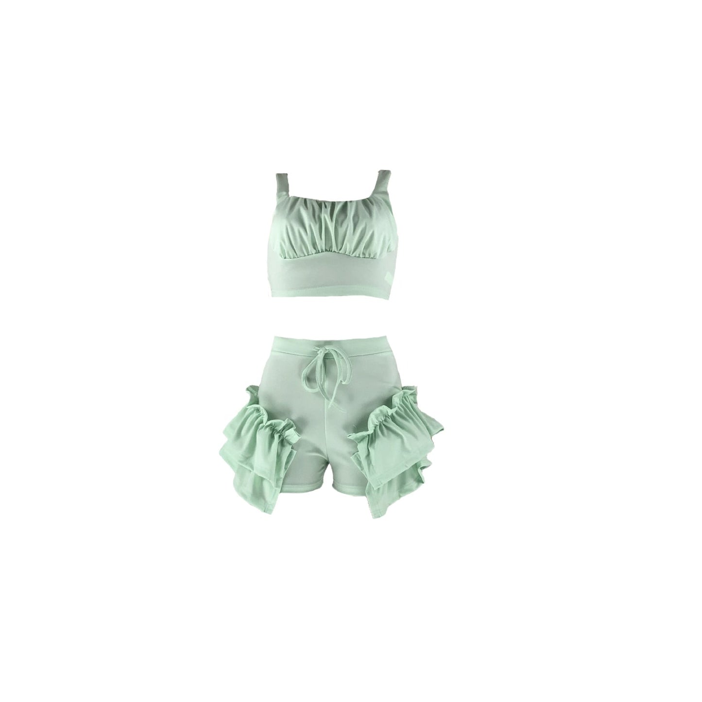 swvws Sexy Ruffles Shorts And Crop Top Women Summer 2 Piece Sets Fashion Club Vacation Outfits  Items