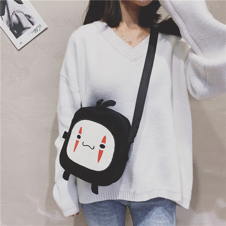 swvws Japanese Style Faceless Man Small Bag Plush Crossbody Bags Women Mini Mobile Phone Bag Shoulder Bag For Women Bolsa Feminina Sac