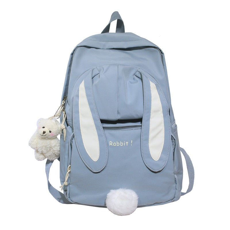 swvws  Cute Rabbit Young Girl School Backpack Female Large Capacity Kawaii Back Pack Mochila Pink Women Bagpack Nylon Cartoon Schoolbag