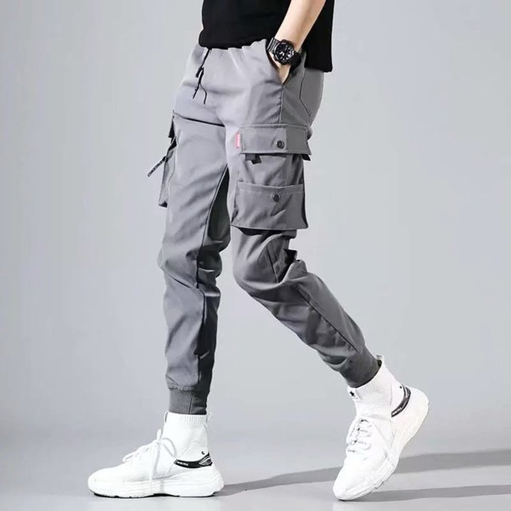 swvws Mens Vintage Hip Hop Style Baggy Jeans Men's Side Pockets Cargo Harem Pants Ribbons Black Hip Hop Casual Male Joggers Trousers Fashion Casual Streetwear Pants 5XL