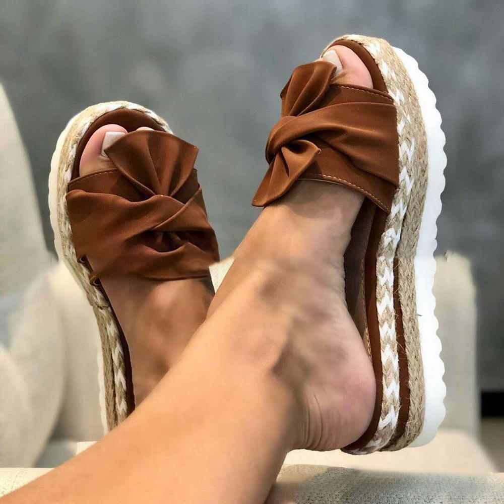 swvws Slippers Women Sandals Platform Sandals Shoes Women Bow  Summer Sandals Slipper Indoor Outdoor Flip-flops Beach Shoes Female