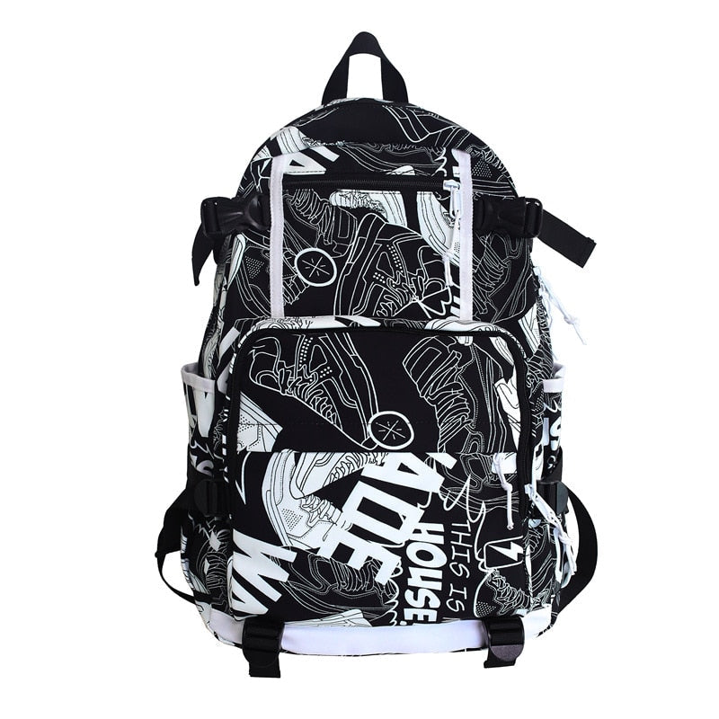 swvws Harajuku Girl Male School Bag Female Graffiti Print Men Backpack Women Book Boy Bag Nylon Ladies Fashion Laptop Backpack Student