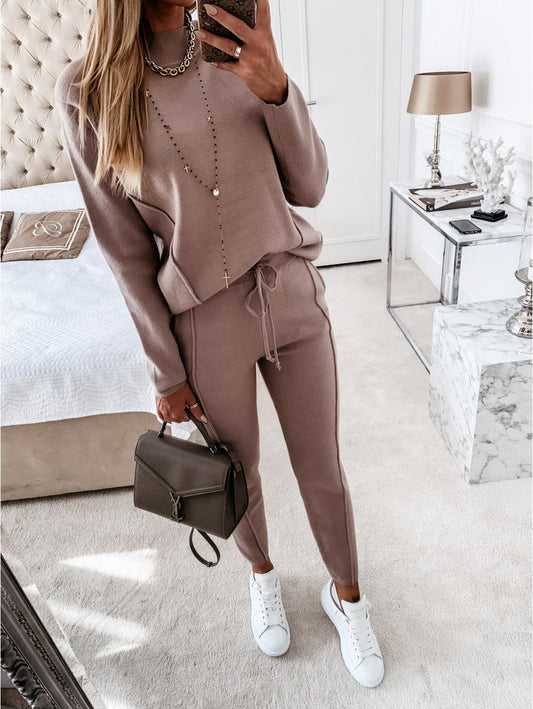 swvws Winter Autumn Women Knitted Settwo Piece Set Tracksuit Velvet Oversize Female Ropa De Chandal Mujer Invierno Casual Jogging Suit