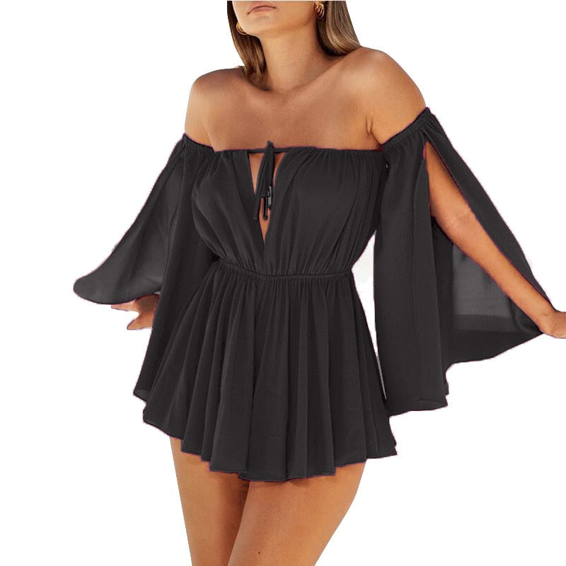 Townlike Off Shoulder Long Sleeve Sexy Dress Women Mini Night Club Party Dress Backless Slash Neck Bodycon Summer Dress Vestido