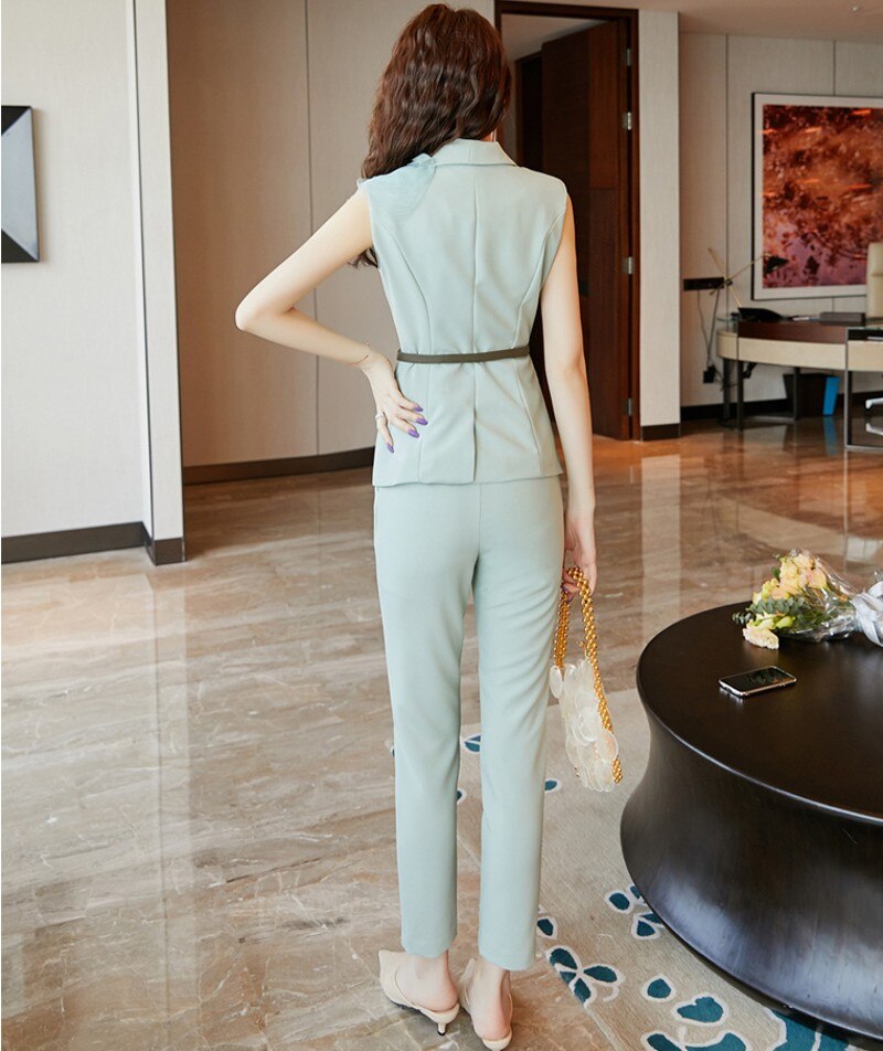 swvws  Summer  Fashion Women Two Piece Sets   OL Blouse Tops + Pants Suit   2 Piece Sets