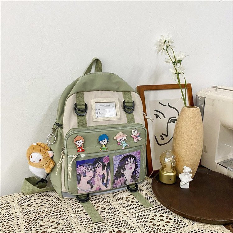 swvws Multifunctional Japanese Style Kawaii Backpack Nylon Shoulder Bag School Girls Tote Bag Crossbody Bag Large-capacity School Bags