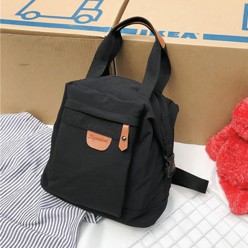 swvws Cute Student Waterproof Backpack Female Women Vintage School Bag Girl ladies Nylon Backpack Long handle Book Bag Fashion Teenage