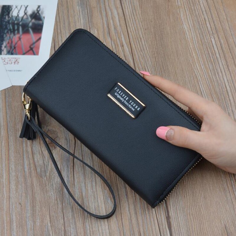 swvws  BACK TO COLLEGE    Designer Brand Clutch Wallet Large Capacity Card Holder Money Bag Female Purse Ladies Tassel Wristband Carteira