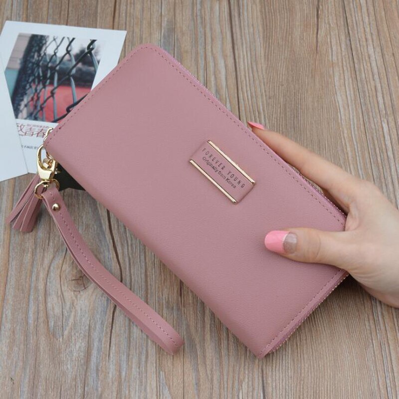 swvws  BACK TO COLLEGE    Designer Brand Clutch Wallet Large Capacity Card Holder Money Bag Female Purse Ladies Tassel Wristband Carteira