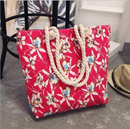 swvws  Fashion Folding Women Big Size Handbag Tote Ladies Casual Flower Printing Canvas Graffiti Shoulder Bag Beach Bolsa Feminina