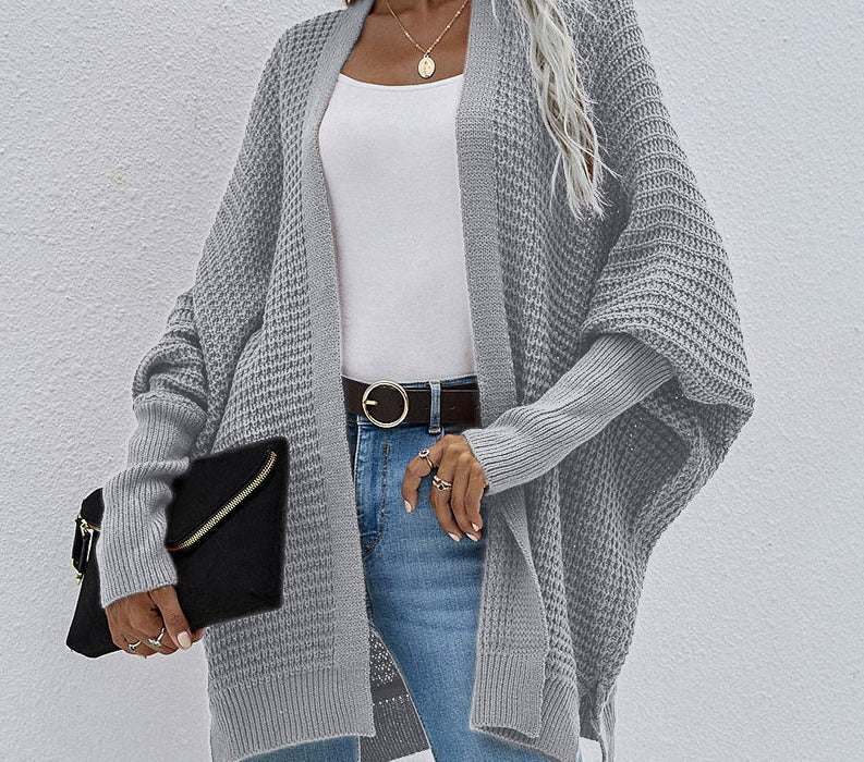 swvws Women Oversized Cardigan Knitted Coat Autumn Oversize Sweater Bat Sleeve Women's Knitted Jacket Loose Oversize Cardigan Women