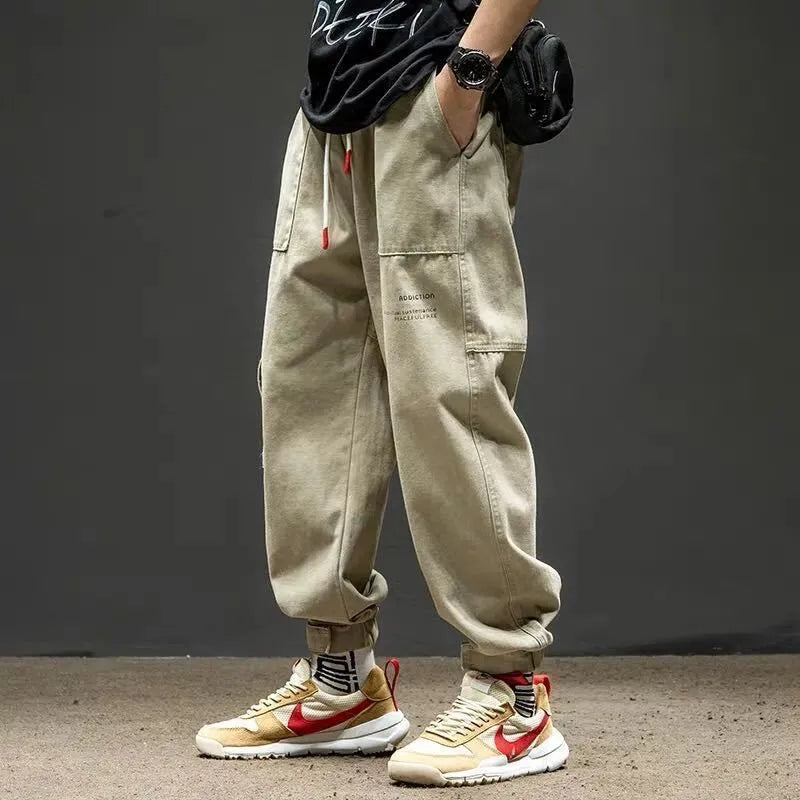 swvws Back To School  Khaki Cargo Pants For Men Joggers Sweatpants Casual Cotton Japanese Hip Hop Streetwear Men's Cargo Trousers Male 5XL