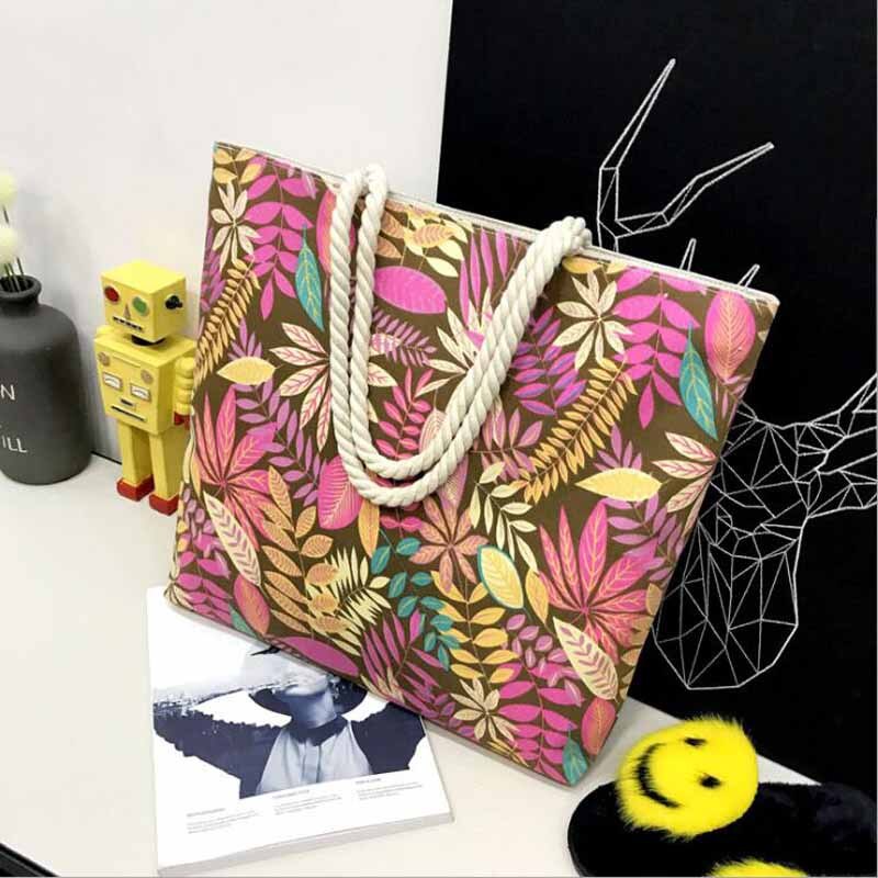 swvws Handbag High Quality Women Girls Canvas Large Striped Summer Shoulder Tote Beach Bag Colored Stripes