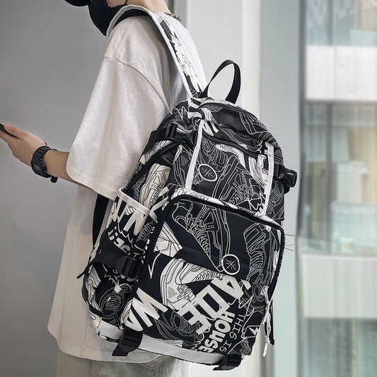 swvws Harajuku Girl Male School Bag Female Graffiti Print Men Backpack Women Book Boy Bag Nylon Ladies Fashion Laptop Backpack Student