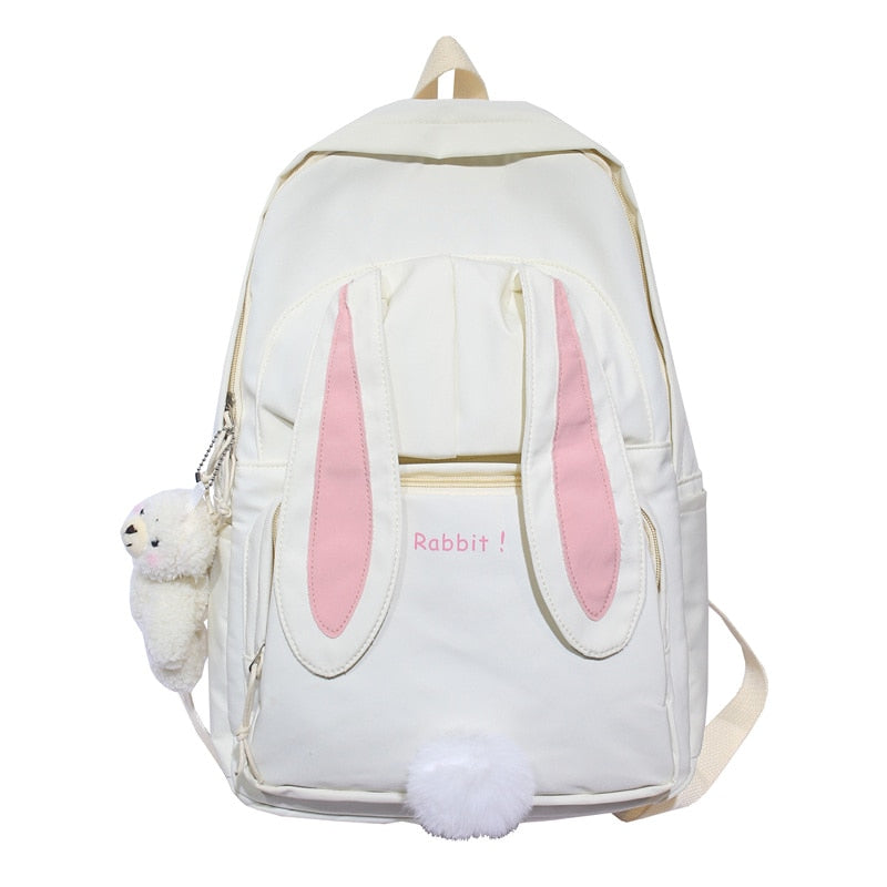 swvws  Cute Rabbit Young Girl School Backpack Female Large Capacity Kawaii Back Pack Mochila Pink Women Bagpack Nylon Cartoon Schoolbag