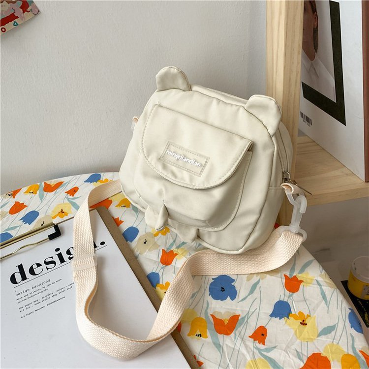 swvws  Japanese Cute Bear Ears Shaped Bag Women Small Crossbody Bags Nylon Bag Student Shoulder Bag New Flap Bolsa Feminina Bag Women