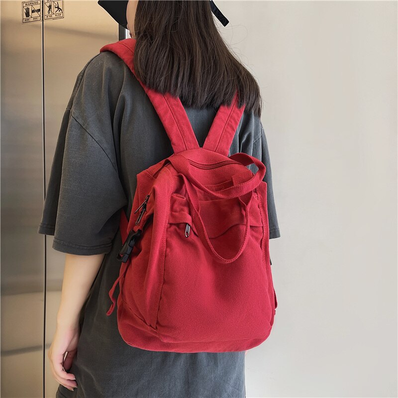 swvws School Bag Student Shoulders Large Capacity Khaki Backpack Fashion Canvas Backpacks Female College Teen Computer Bag Mochila