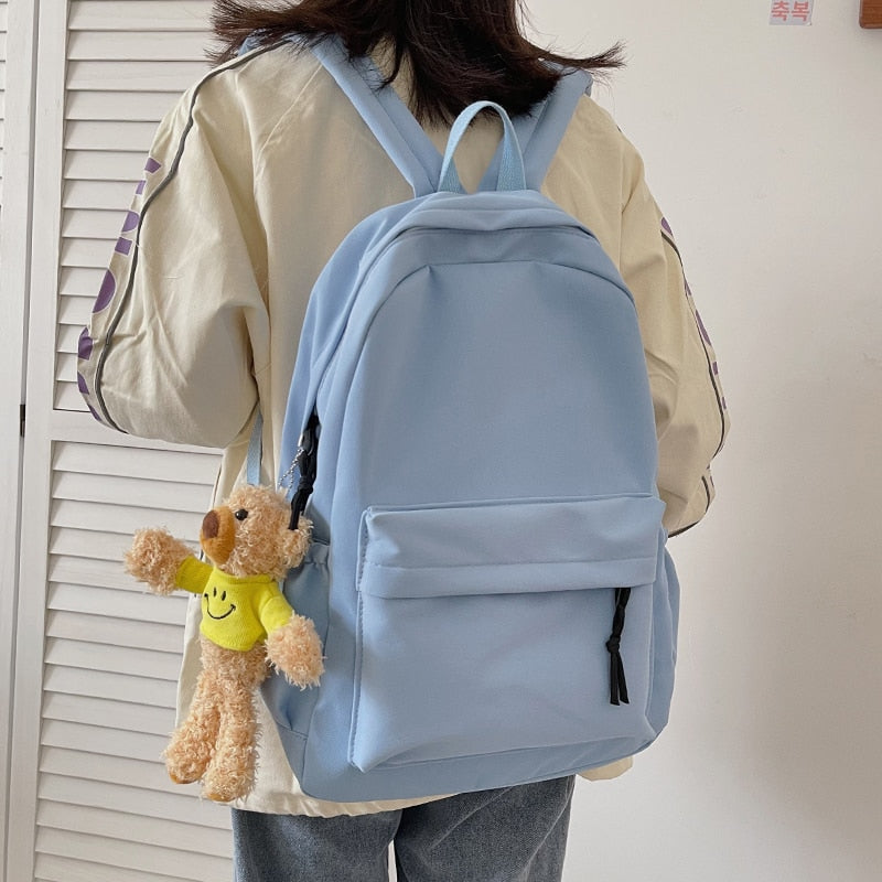 swvws New Female Kawaii Nylon Laptop College Backpack Fashion Women School Bag Trendy Lady Travel Backpack Girl Cool Cute Student Bags