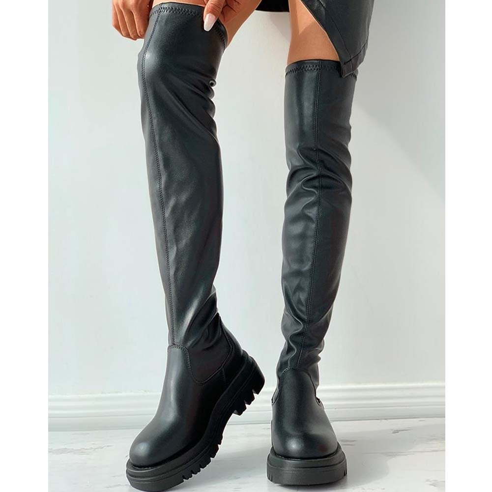 swvws Brand New Female Platform Thigh High Boots Fashion Slim Chunky Heels Over The Knee Boots Women Party Shoes Woman