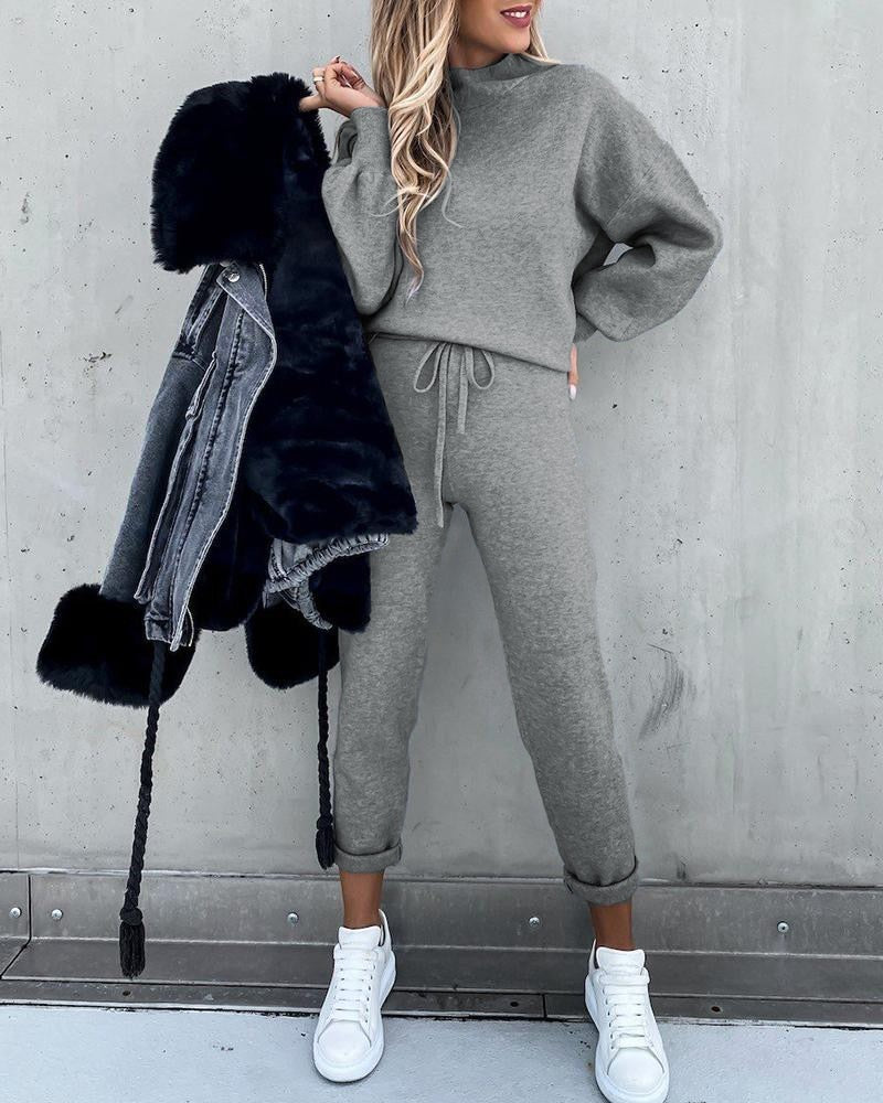 swvws Winter Autumn Women Knitted Settwo Piece Set Tracksuit Velvet Oversize Female Ropa De Chandal Mujer Invierno Casual Jogging Suit