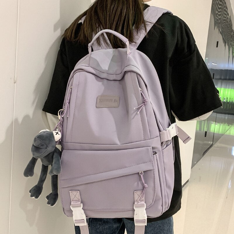 swvws Girl Boy Waterproof Solid Backpack Fashion Men Women School Backpack Female Male Trendy Cool College Bag Travel Lady Student Bag