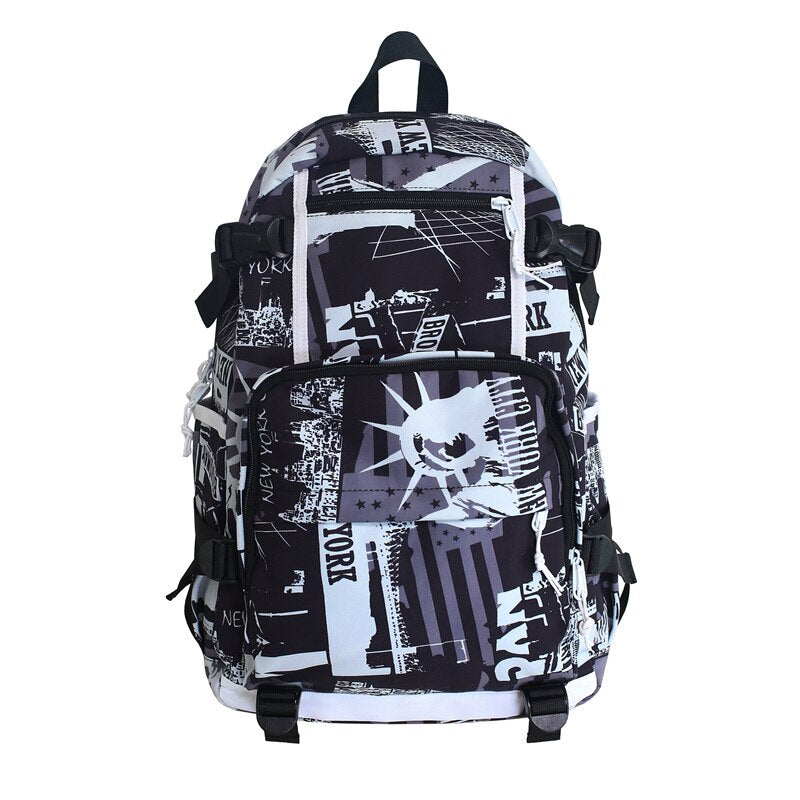 swvws Harajuku Girl Male School Bag Female Graffiti Print Men Backpack Women Book Boy Bag Nylon Ladies Fashion Laptop Backpack Student