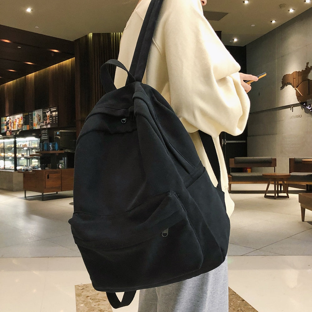 swvws Student Female Cotton Canvas Backpack Kawaii Women Vintage School Bag Teenage Girl Cute Backpacks Fashion Ladies Luxury Bag Book