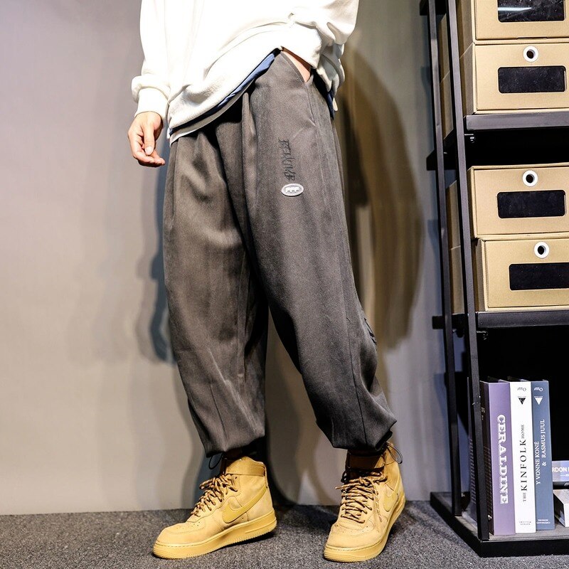 swvws Back To School  Winter Warm Baggy Casual Joggers Sweatpants Thick Korean Streetwear Hip Hop Harajuku Fashion Blue Gray Trousers Male