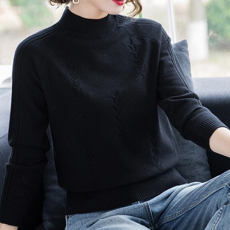 swvws PEONFLY Turtleneck Sweater Autumn Winter Knitted Pullovers Women Sweaters Casual Loose Long Sleeve Solid Color Female Jumper