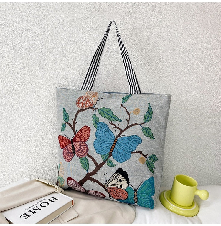 swvws  Fashion Folding Women Big Size Handbag Tote Ladies Casual Flower Printing Canvas Graffiti Shoulder Bag Beach Bolsa Feminina