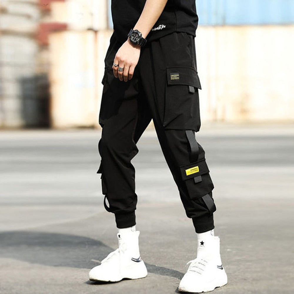 swvws Mens Vintage Hip Hop Style Baggy Jeans Streetwear Pockets Men's Jogger Pants Hip Hop Sweatpants Joggers Trousers Tactical Mens Pants Cargo Harem Pants Men Clothes