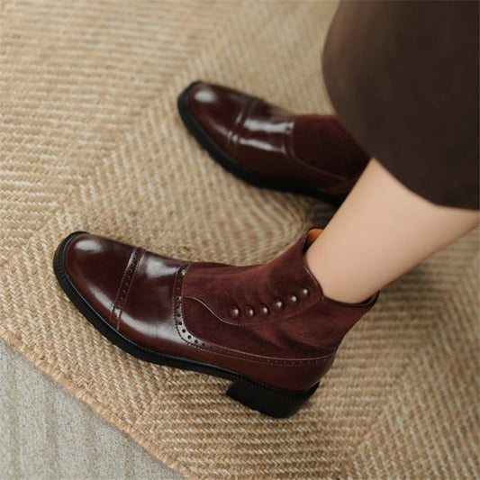 swvws Autumn Boots    Ankle Boots Women Boots with Side Zipper Round Toe Chunky Heel Short Tube Rivet Boots Womens Shoes