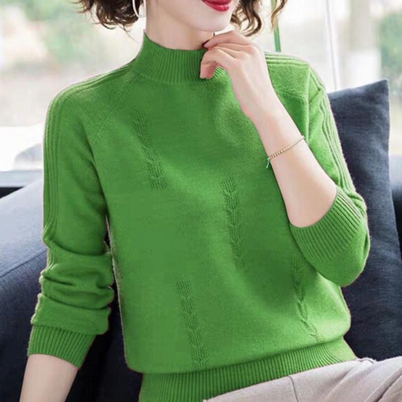 swvws PEONFLY Turtleneck Sweater Autumn Winter Knitted Pullovers Women Sweaters Casual Loose Long Sleeve Solid Color Female Jumper