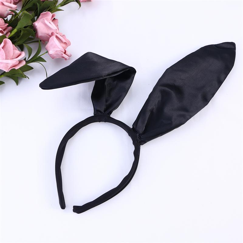 20cm Easter Sweet Sexy Bunny Ears Headband Rabbit Ear Hair Band for Party Cosplay Costume Accessory (Black)