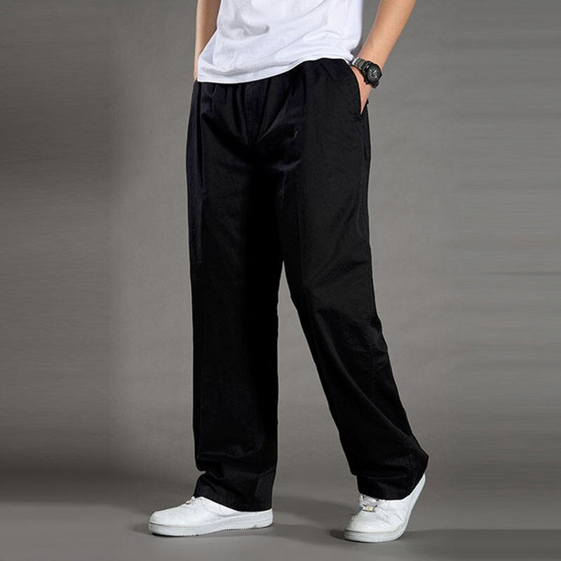 swvws Mens Vintage Hip Hop Style Baggy Jeans Men's Casual Trousers Cotton Overalls Elastic Waist Full Len Multi-Pocket Plus Fertilizer Men's Clothing Big Size Cargo Pants