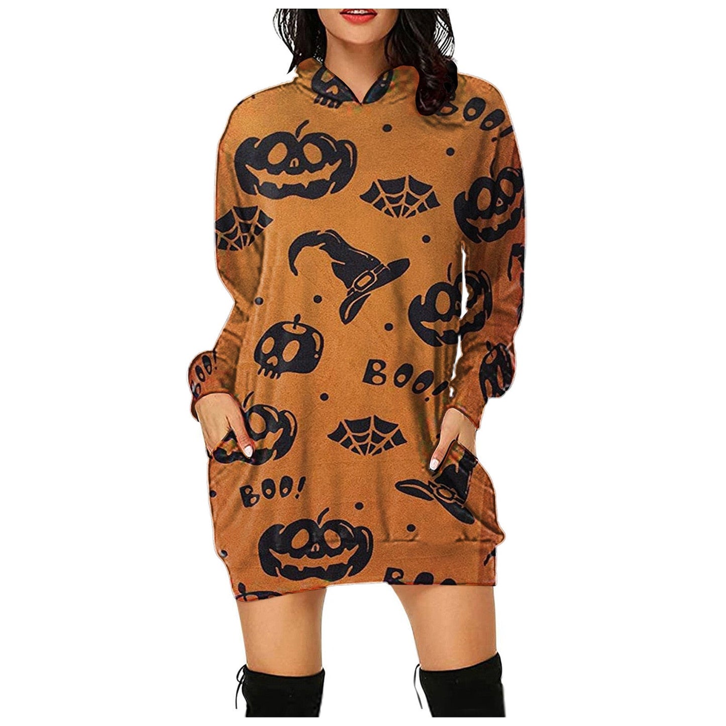 swvws Halloween Hoodies Women Loose Long Hoodie Casual Halloween Printed Hooded Sweatshirts Student's Autumn Winter Baggy Pullover Oversized Hoodie