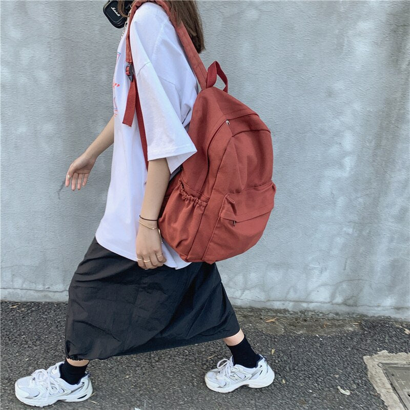 Canvas Casual Women's Backpack NEW Women Travel Fashion High Capacity Men Rucksack Solid Color Backpack Boy Student SchoolBag