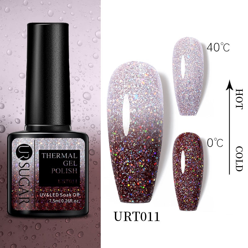 swvws  Thermal Nail Polish Shiny Sequins Effect Color Change Gel Varnishes All For Manicure Nails Art UV Semi Permanent Gellak