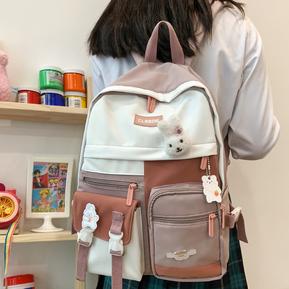 swvws Kawaii Girl Harajuku Backpack Women Waterproof School Bag College Student Nylon Backpack Cute Book Female Bag Trendy New Fashion